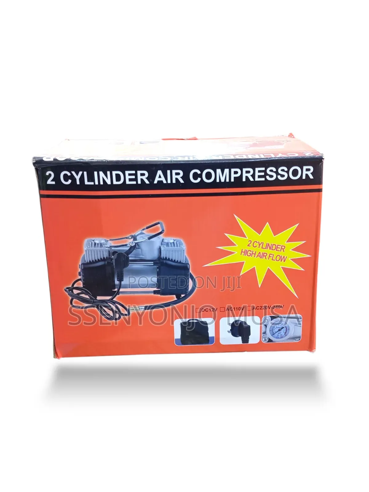 Double Cylinder Air Compressor Tire Inflator – 12v Portable Electric