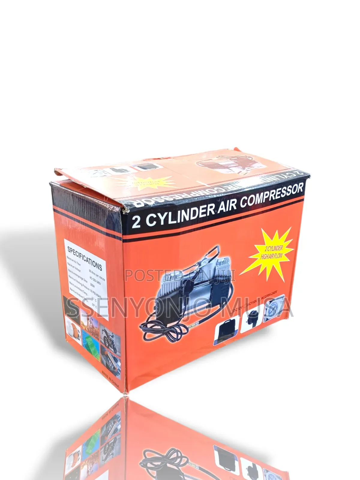 Double Cylinder Air Compressor Tire Inflator – 12v Portable Electric