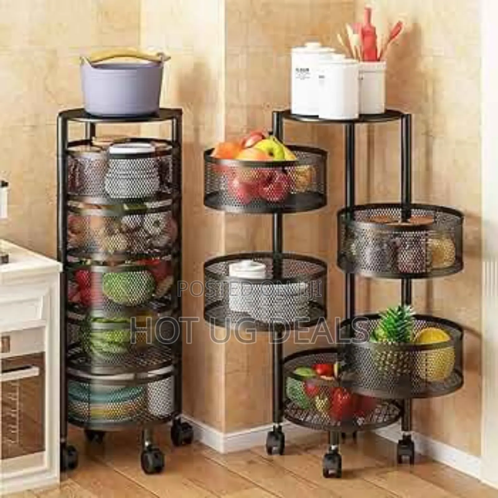 Kitchen Multilayer Rotating 5 Rack Multifunctional-black