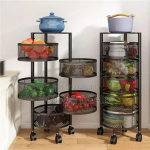 Kitchen Multilayer Rotating 5 Rack Multifunctional-black