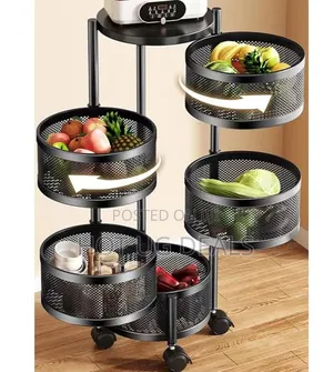 Kitchen Multilayer Rotating 5 Rack Multifunctional-black