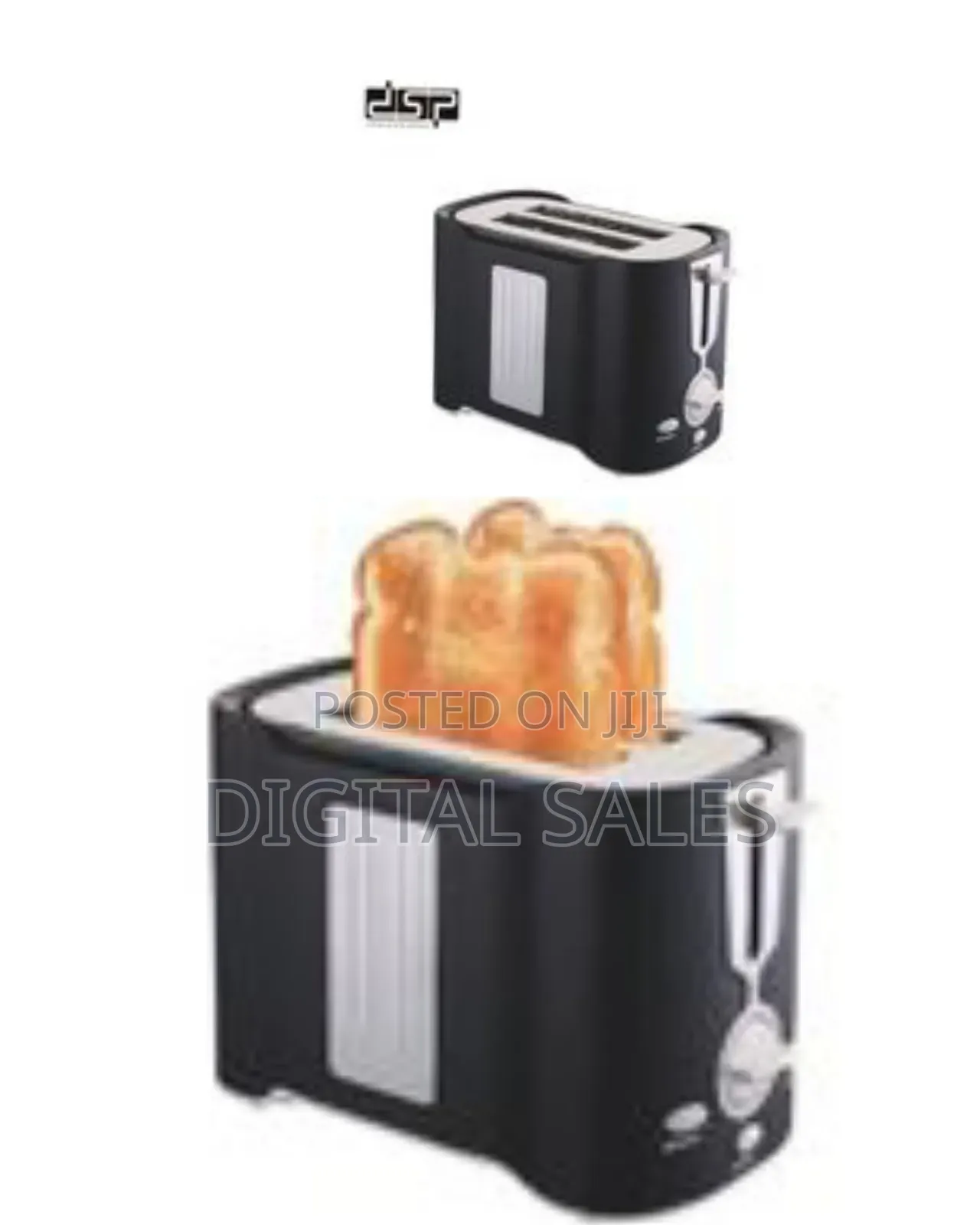 DSP Light Food 2 Slice Electric Breakfast Bread Toaster Oven -Black