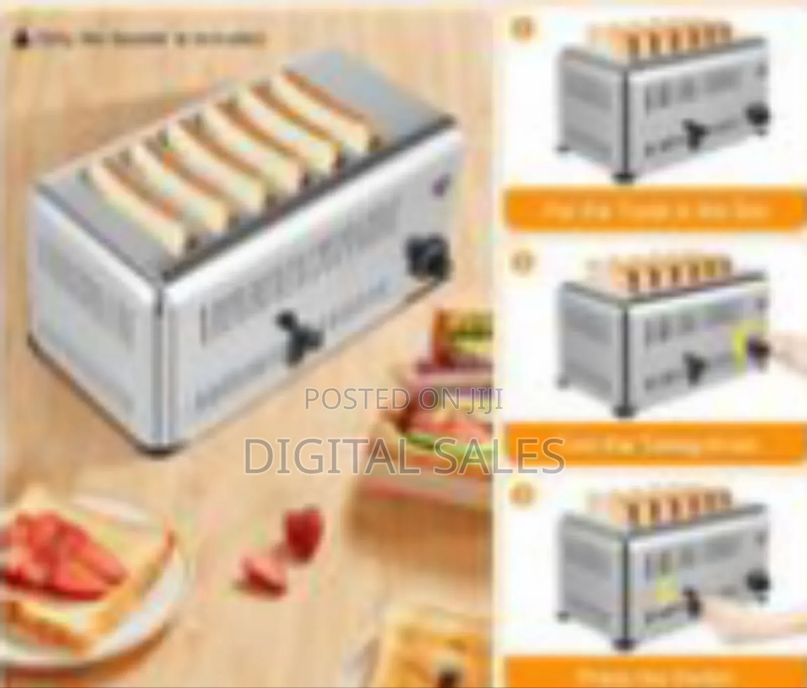 6 Slice Bread Toaster, 1680w 110v Stainless Steel Commercial 1-5 Minu