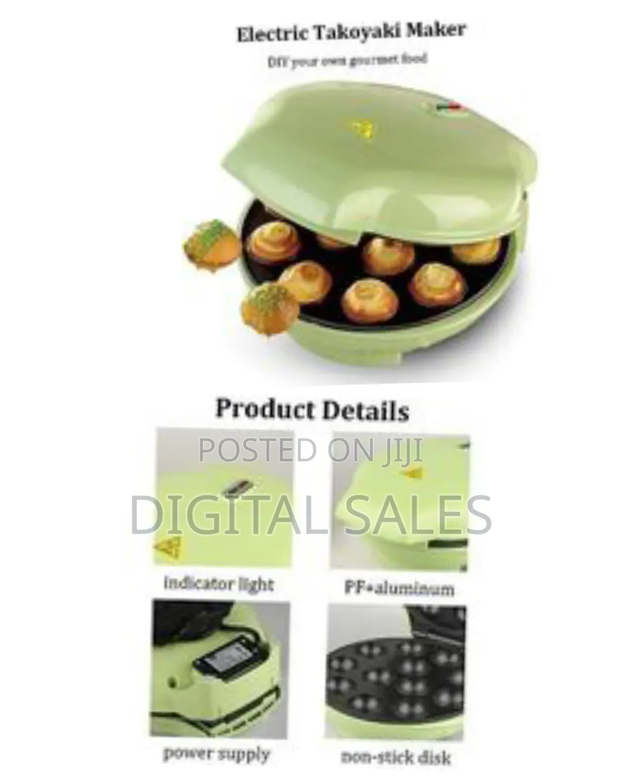 Raf Electric Takoyaki Maker, 12 Holes Takoyaki Pan, Mini Home Takoyak