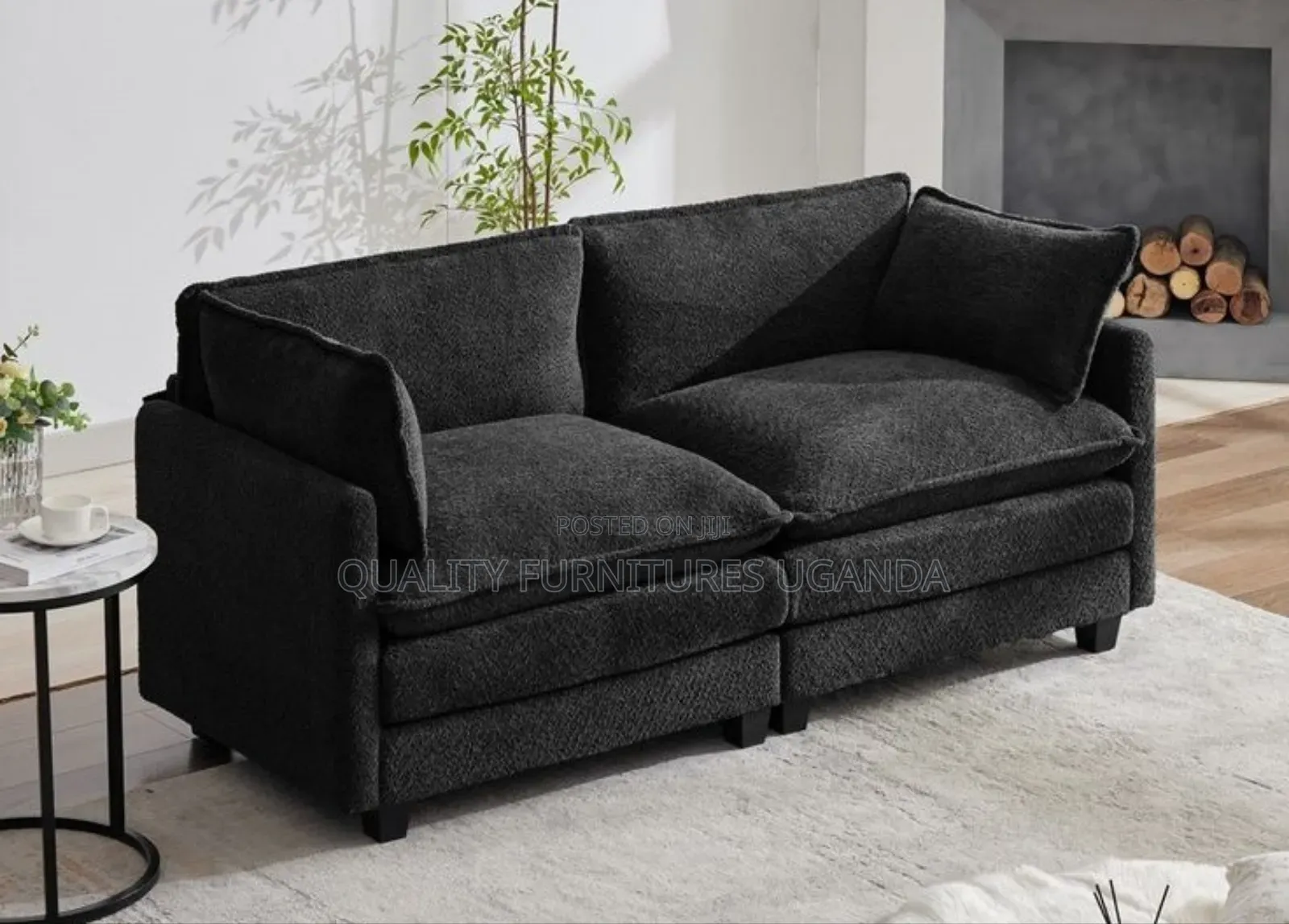 Black Clothed 3 Seater
