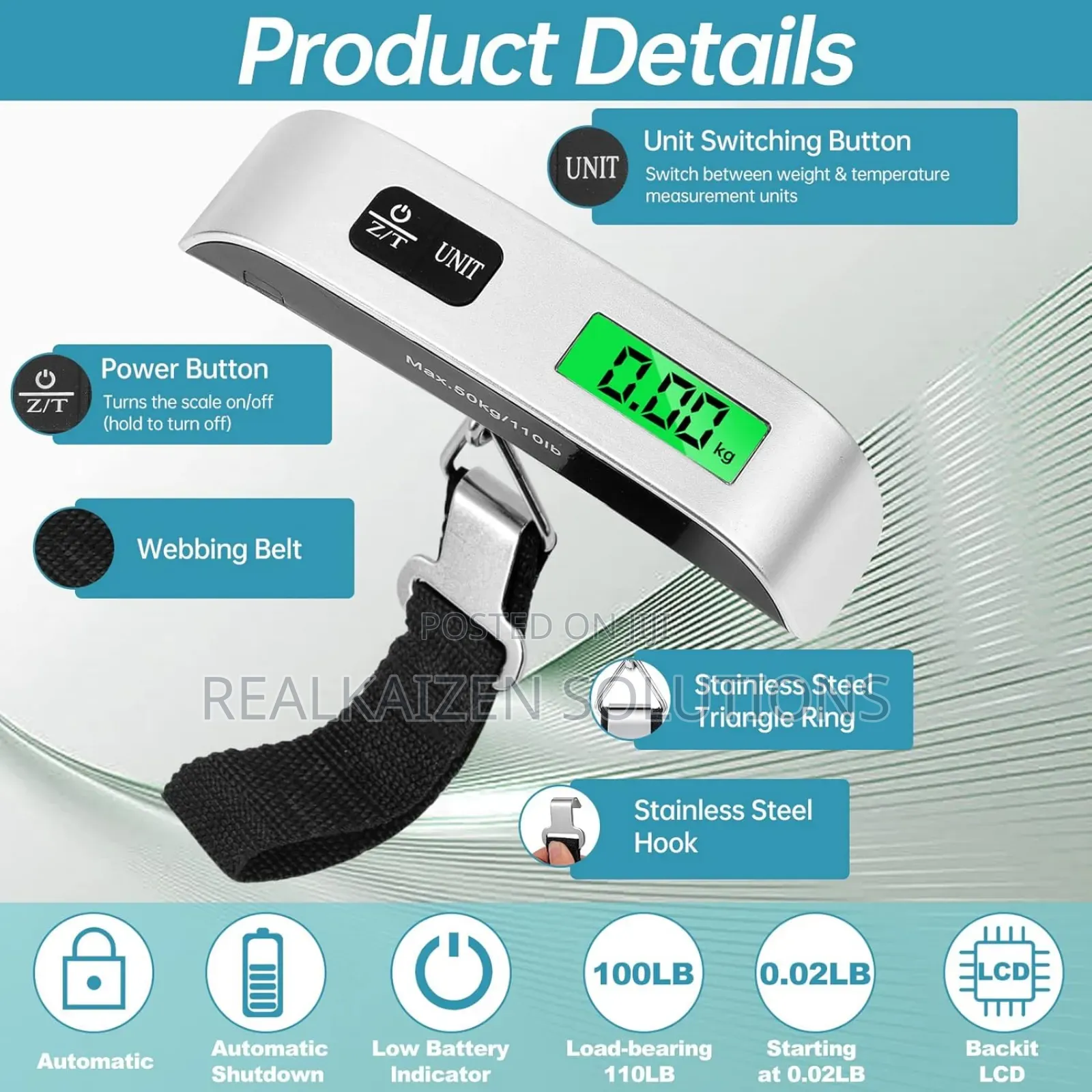 Digital Electronic Luggage Personal Scale With Room Temp Display 50kg