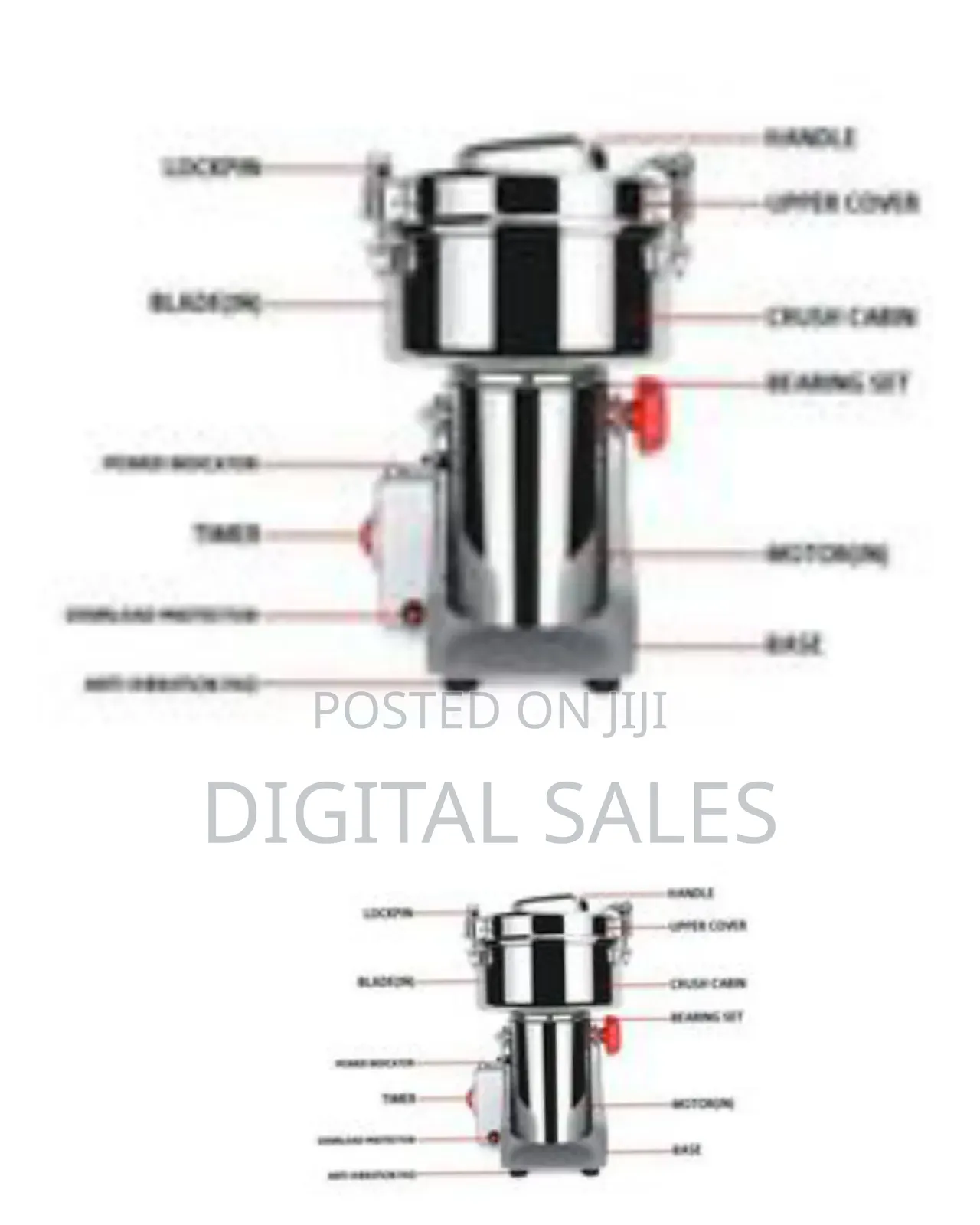 2000g High Speed Motor Electric Dry Powder Food Grinder Machine