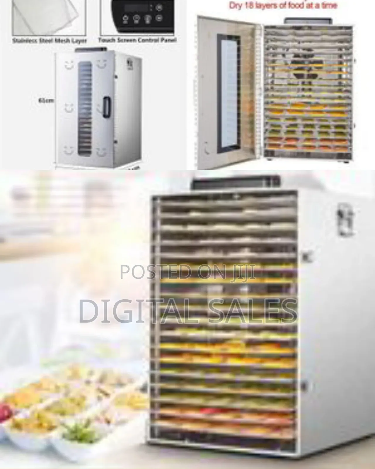 Stainless Steel 18 Tray Layers Food Dehydrator Dryer 1500w, 30-90°C