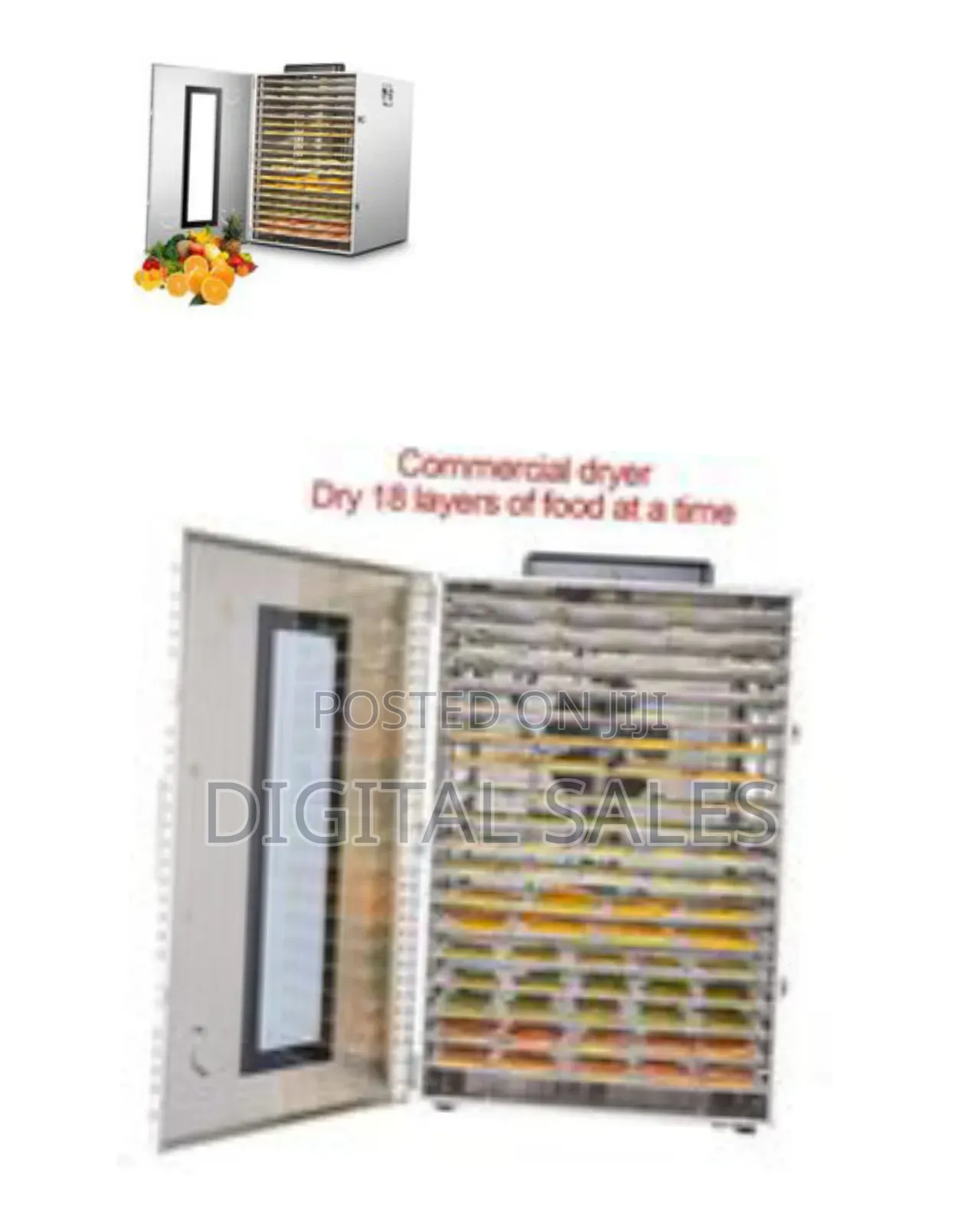 Stainless Steel 18 Tray Layers Food Dehydrator Dryer 1500w, 30-90°C