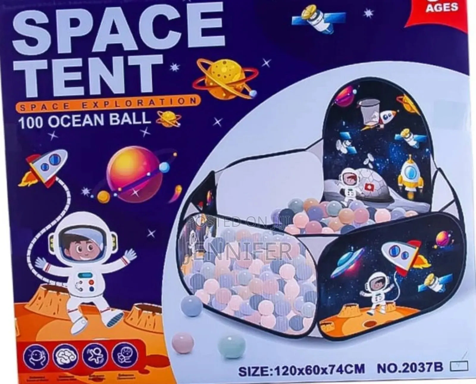 Kids Pop Up Space Play Tent With 100 Balls