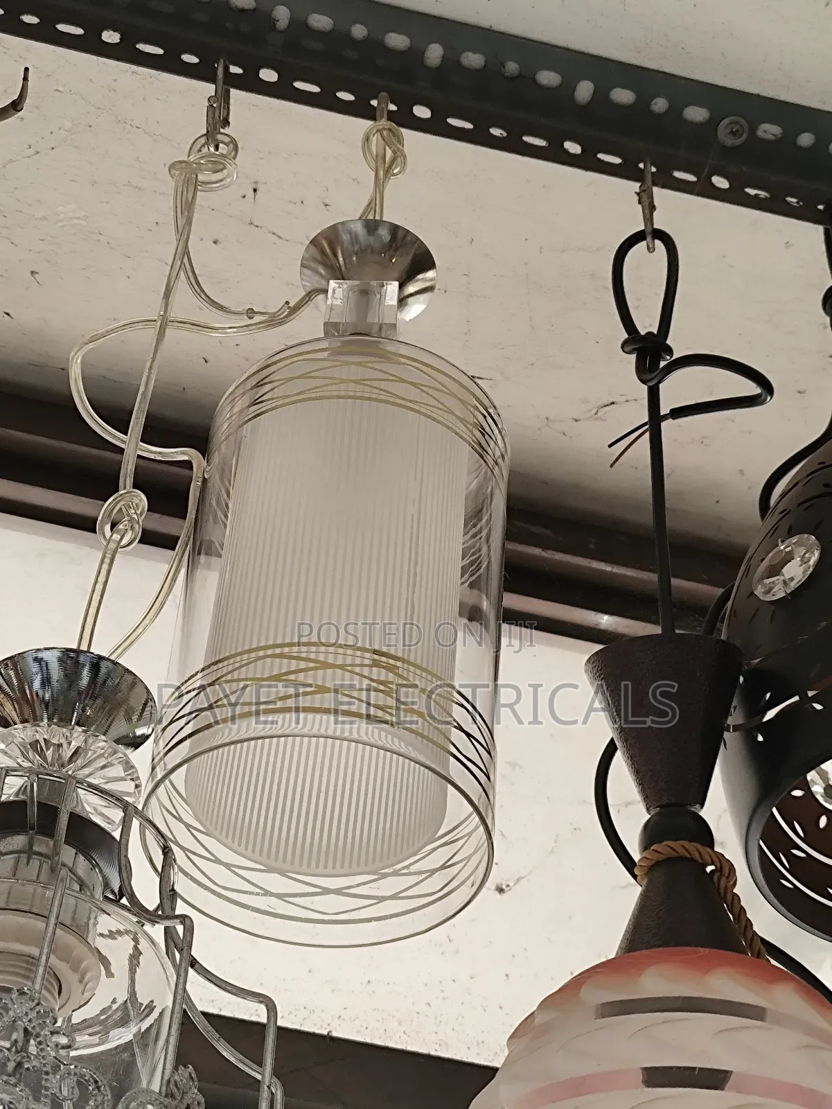 Pendant Lamp Holder With White Glass