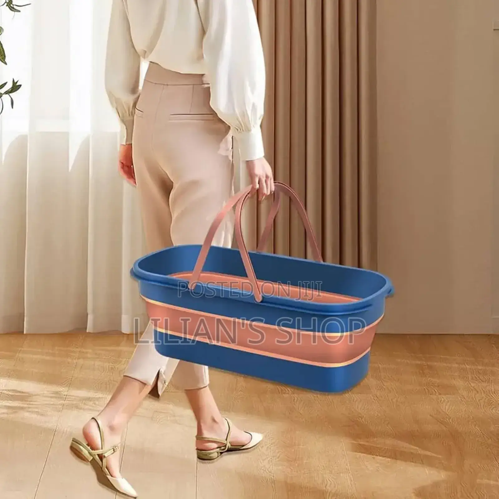 Large Flat Foldable Cleaning Bucket With Mop