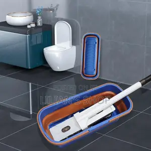 Large Flat Foldable Cleaning Bucket With Mop