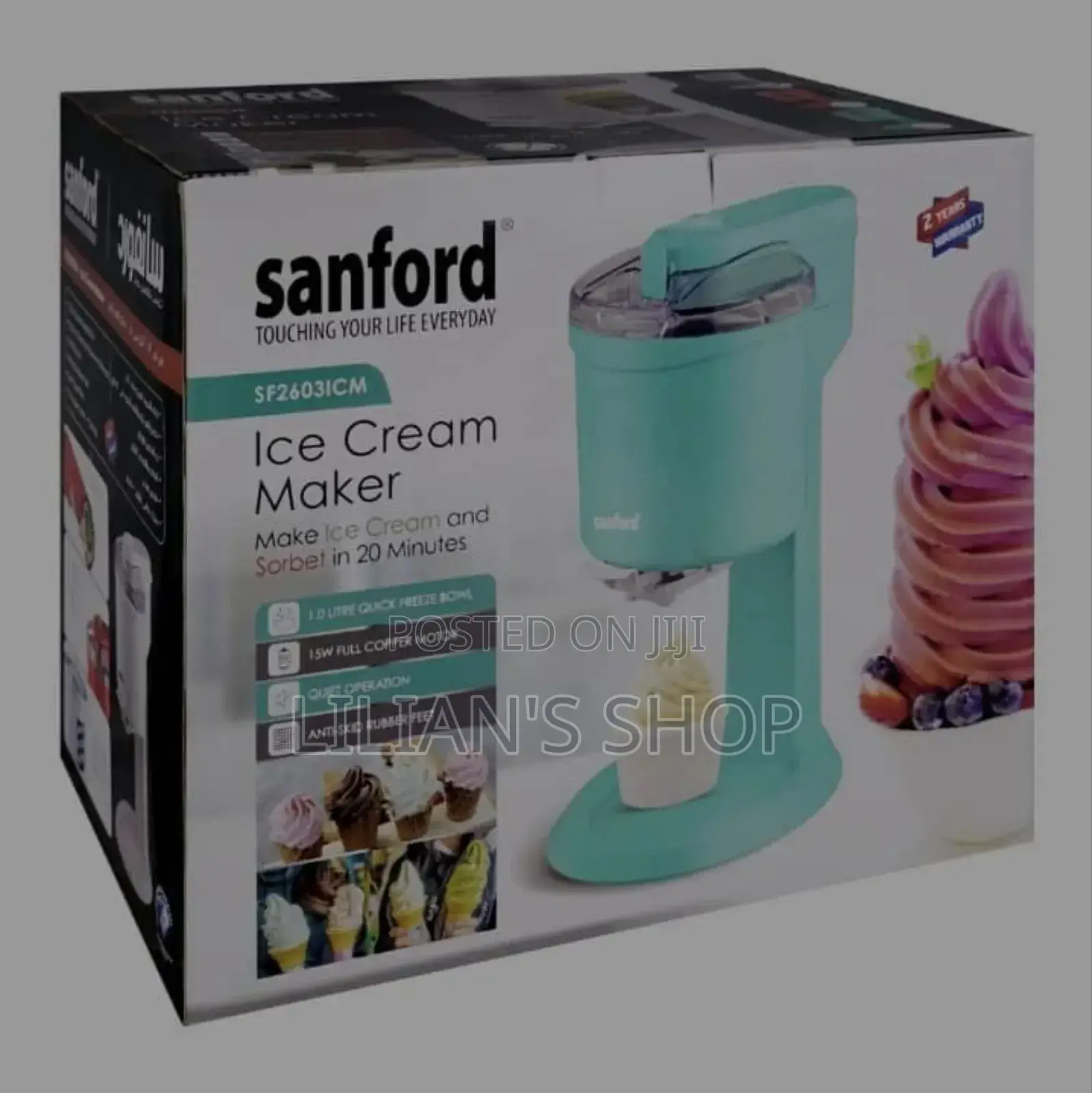 Sanford Ice Cream Maker, 1000ml Bowl, 15w,