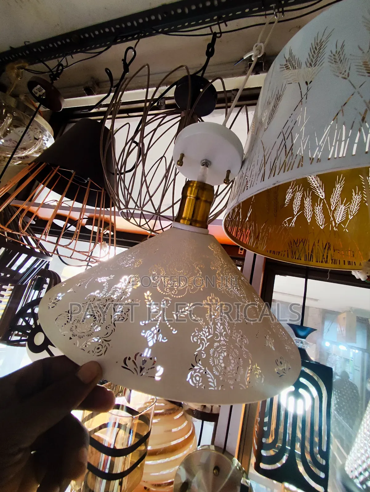 White and Gold Pendant Light for Restaurants