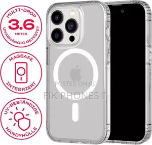 Transparent Phone Case With Magsafe Compatibility for an iPhone.