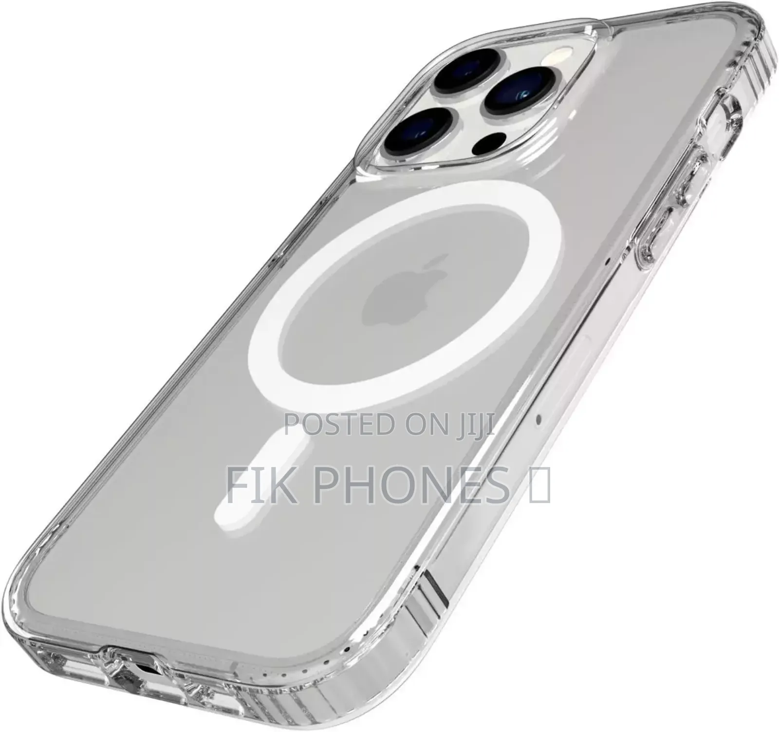 Transparent Phone Case With Magsafe Compatibility for an iPhone.
