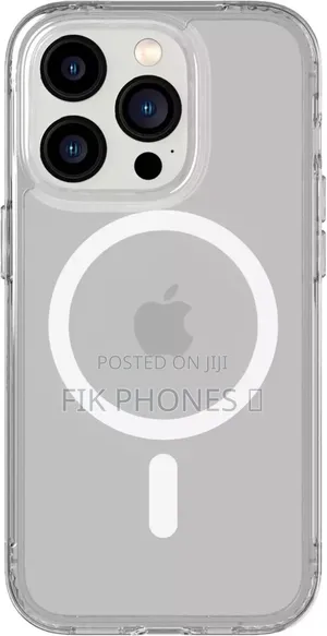 Transparent Phone Case With Magsafe Compatibility for an iPhone.