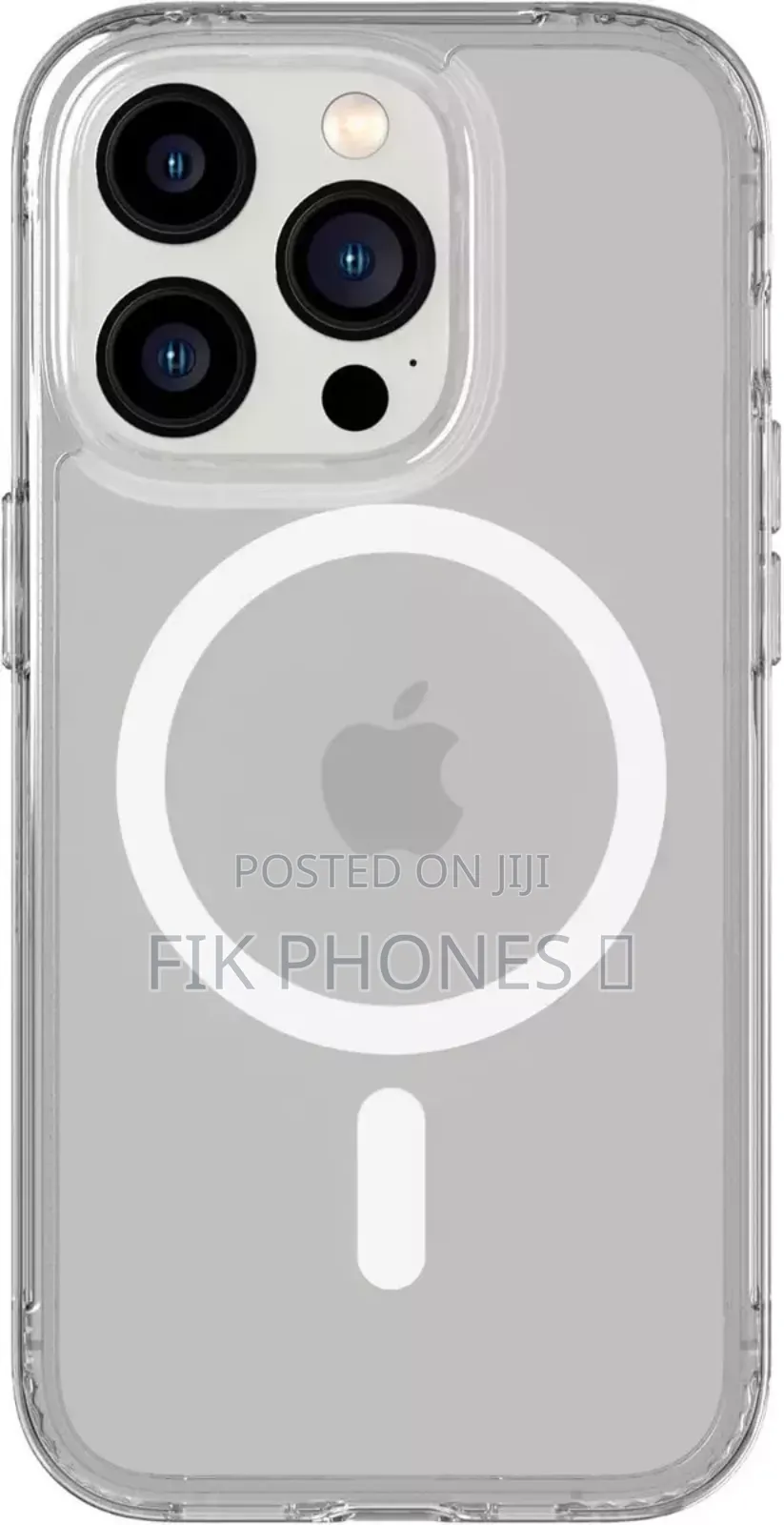 Transparent Phone Case With Magsafe Compatibility for an iPhone.