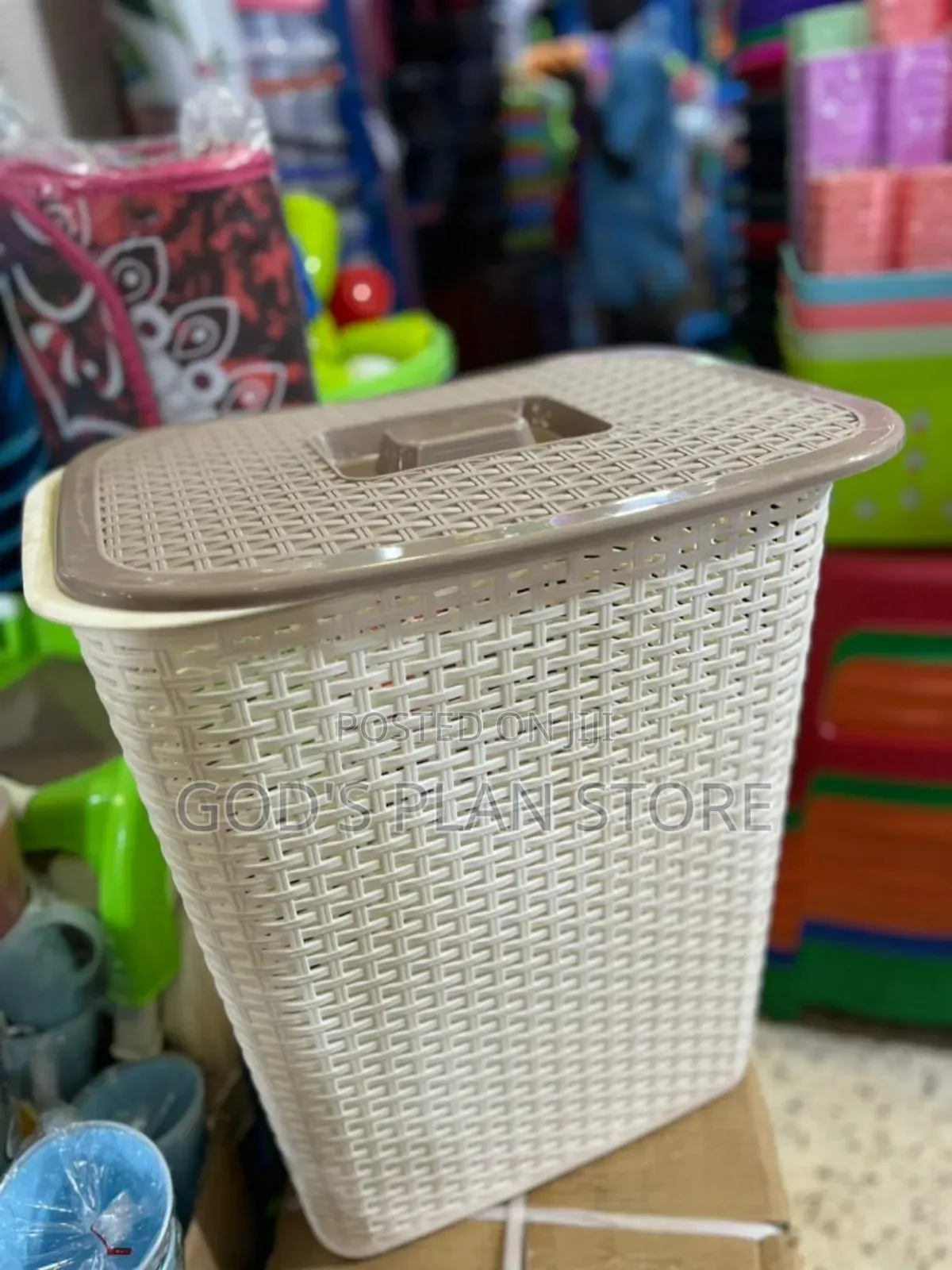 Cream Plastic Loundary Basket
