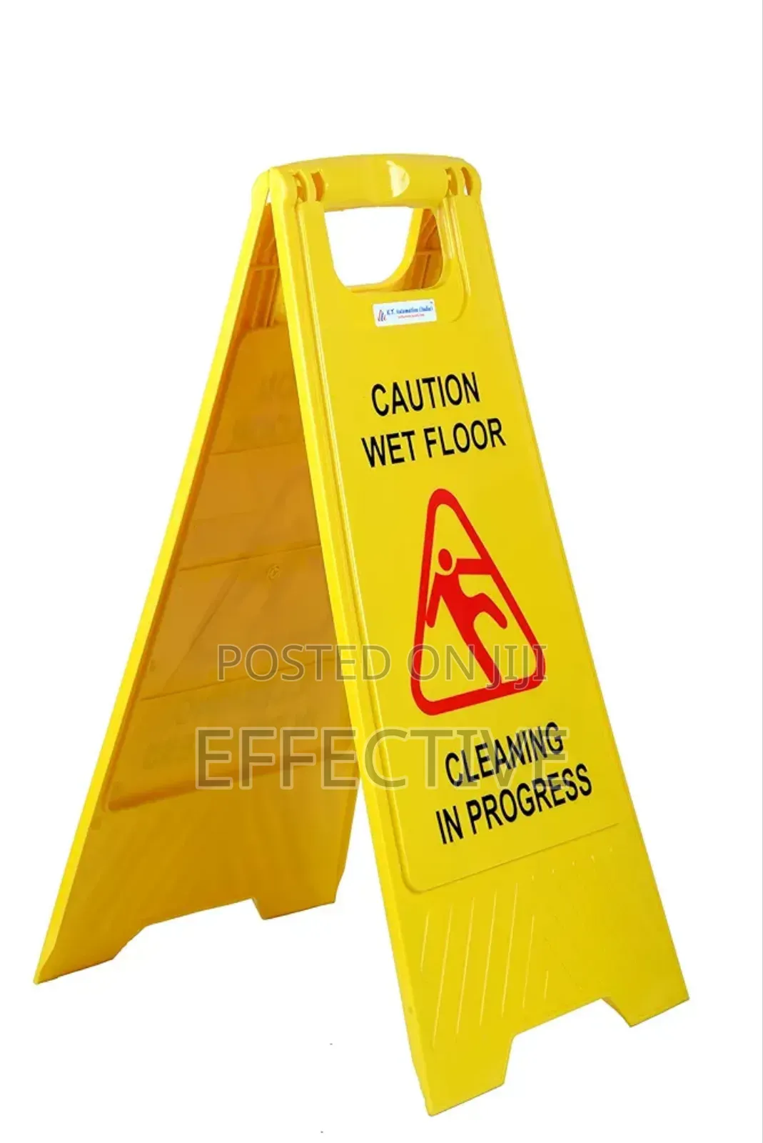Yellow Board With Massage Of Caution Wet Floor Signs
