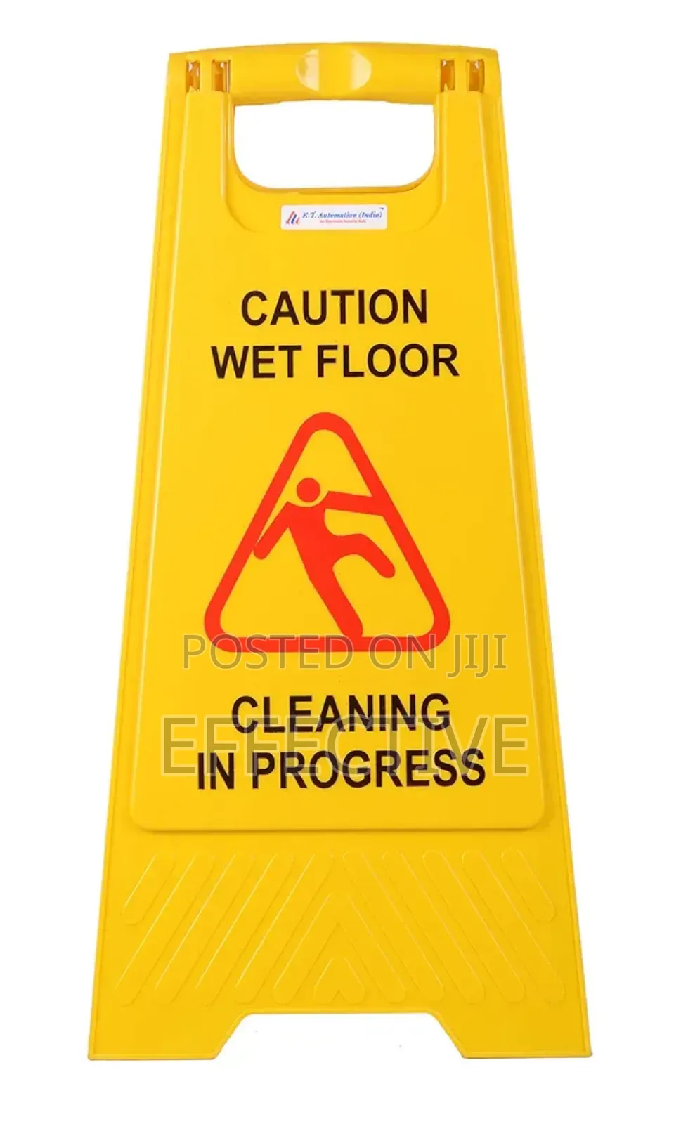 Yellow Board With Massage Of Caution Wet Floor Signs
