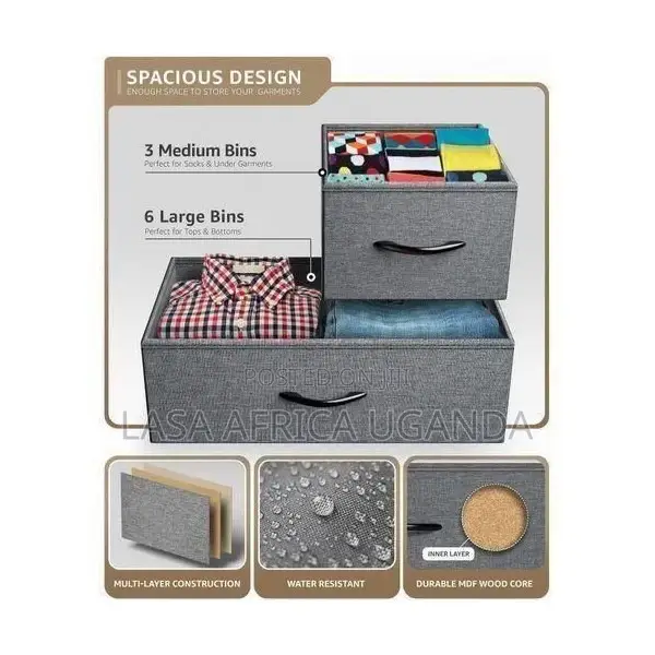 9-Tier Dark Grey Fabric Cabinet – Spacious Sturdy