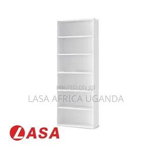 6-Shelf Bookcase – White Wooden Storage for Home