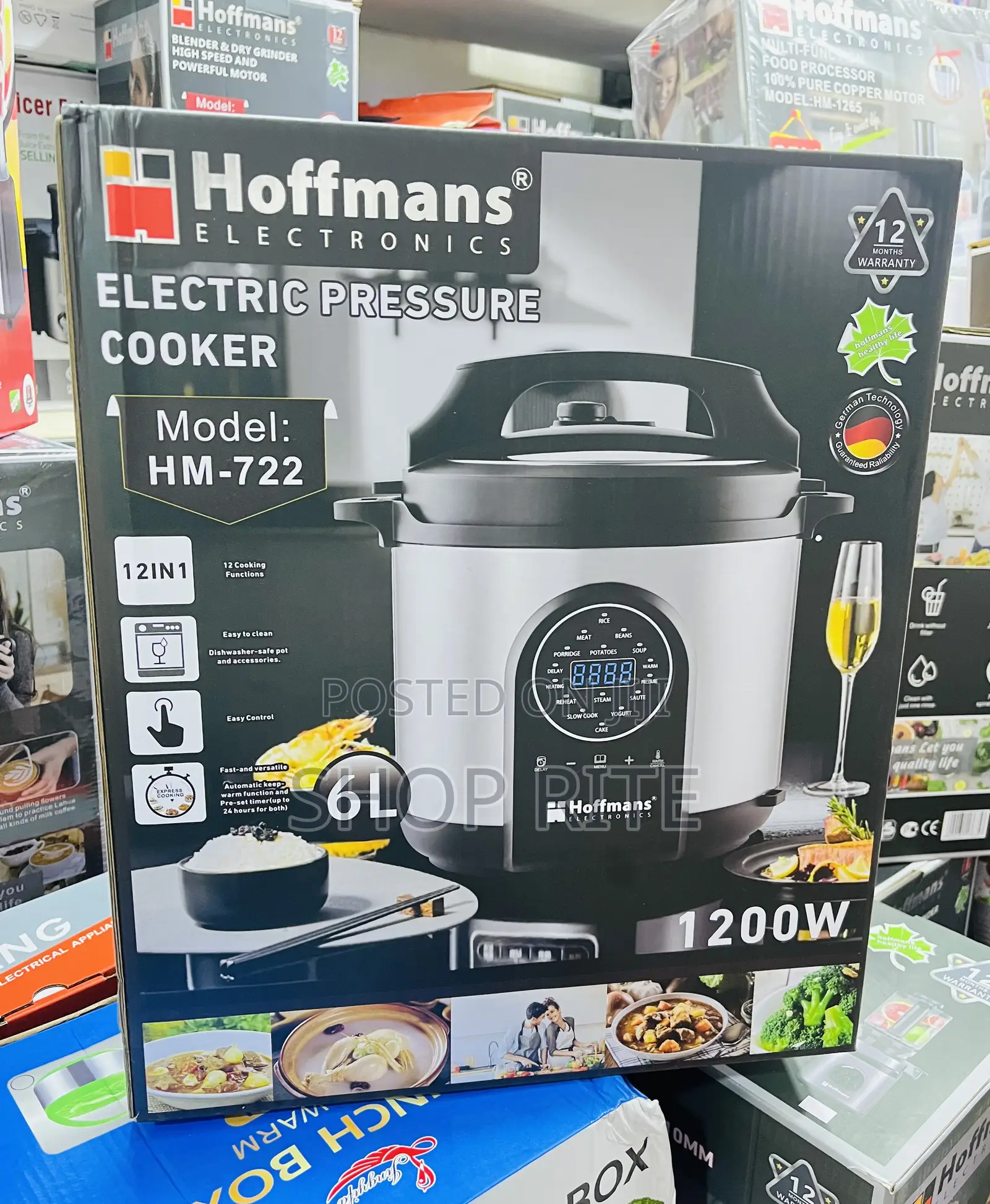 Hoffmans 12 In1 Electric Pressure Cooker 6 Liters