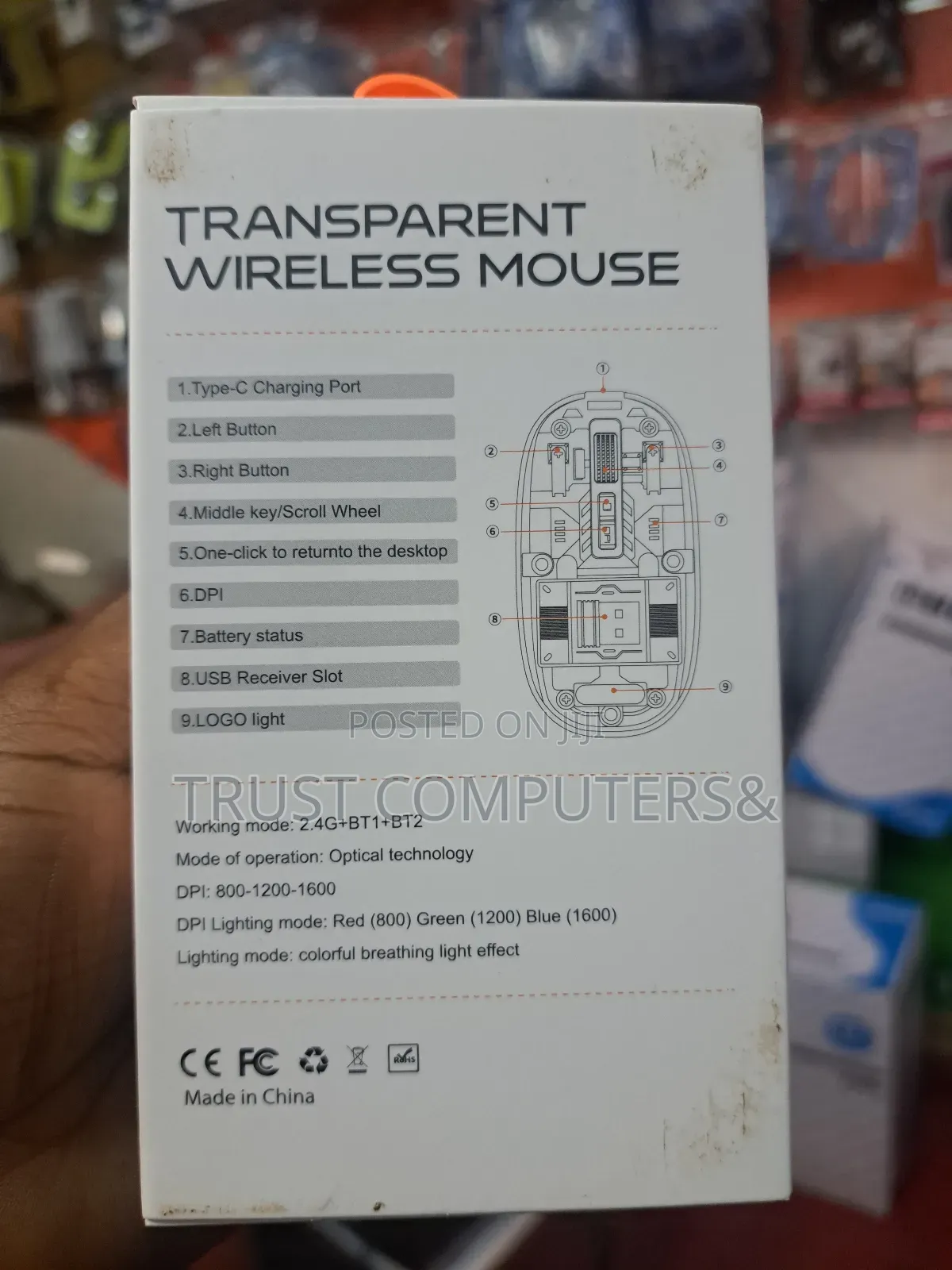 Wireless Rechargeable Transparent Mouse
