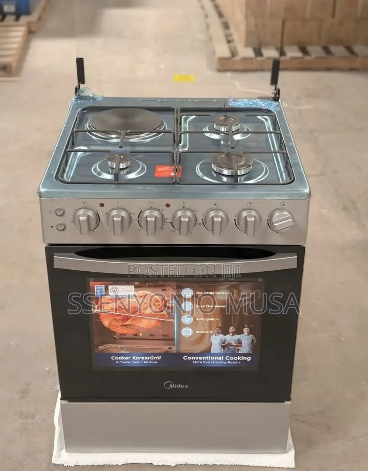 Midea 60cm Gas Cooker 3+1 Burners With Convection Oven Auto Ignition