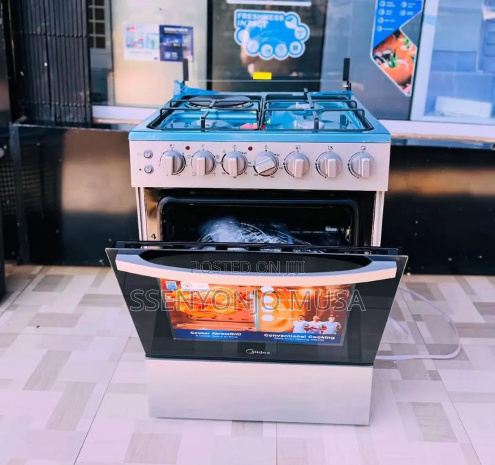 Midea 60cm Gas Cooker 3+1 Burners With Convection Oven Auto Ignition