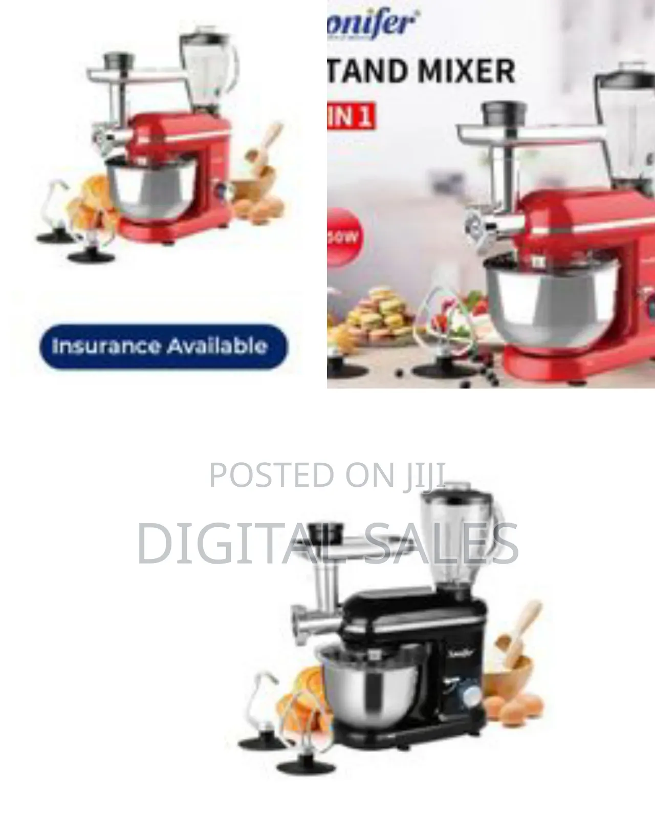 Sonifer 5.5l,6 Speed Stand Dough Mixer, 3ln1meat Grinder,Blender