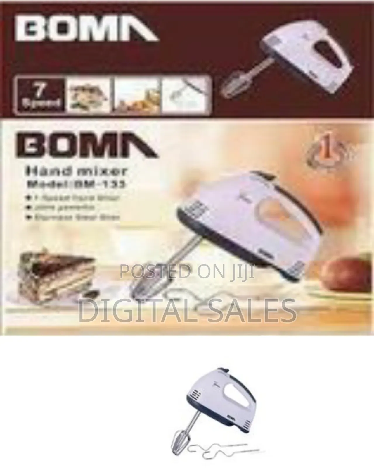 Boma Electric Hand Mixer, Egg Beater Whisk Handheld,7 Speed Portable
