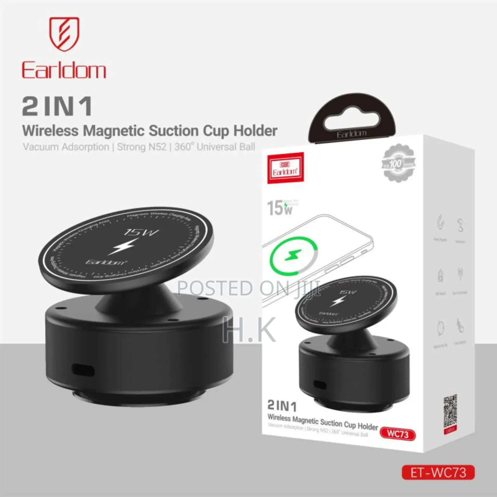Earldom 15w Wireless Magnetic Suction Cup Holder Wc73