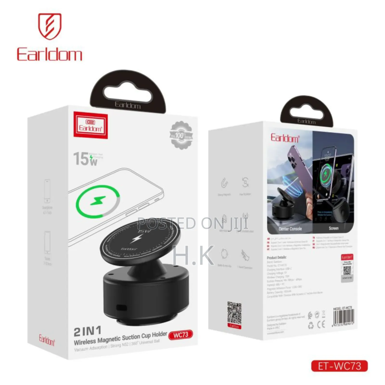 Earldom 15w Wireless Magnetic Suction Cup Holder Wc73