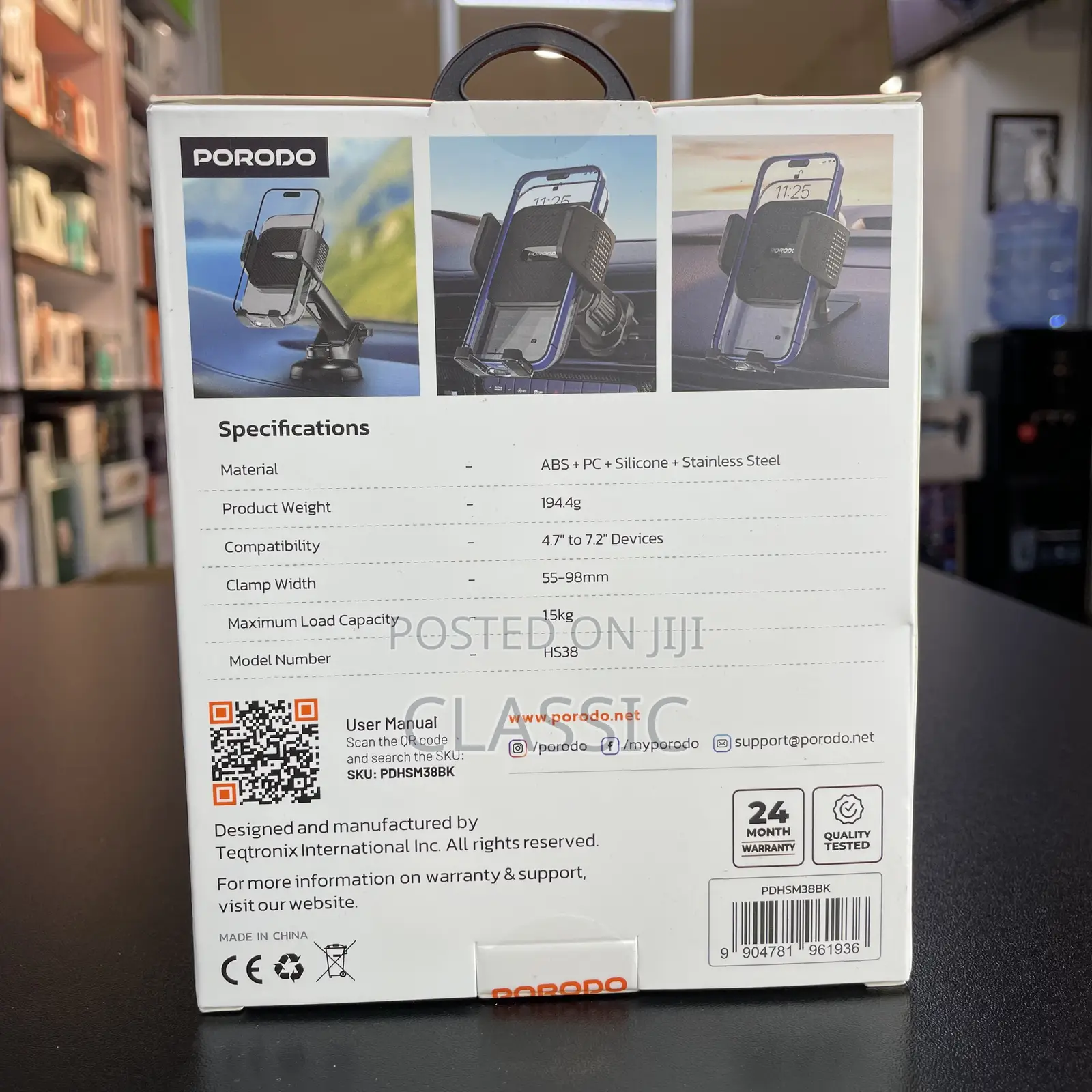 Porodo 3-in-1 Mount Kit Multi-functional Phone Holder