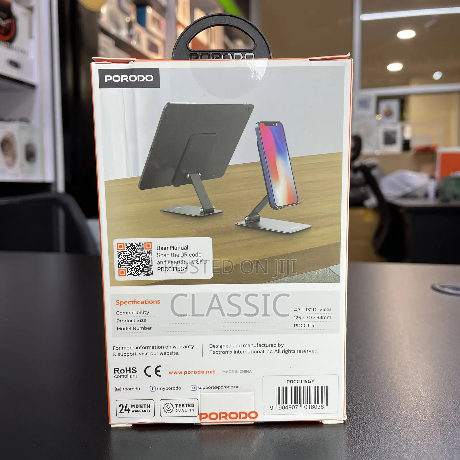 Porodo Foldable Desktop Stand With Anti-slip Base
