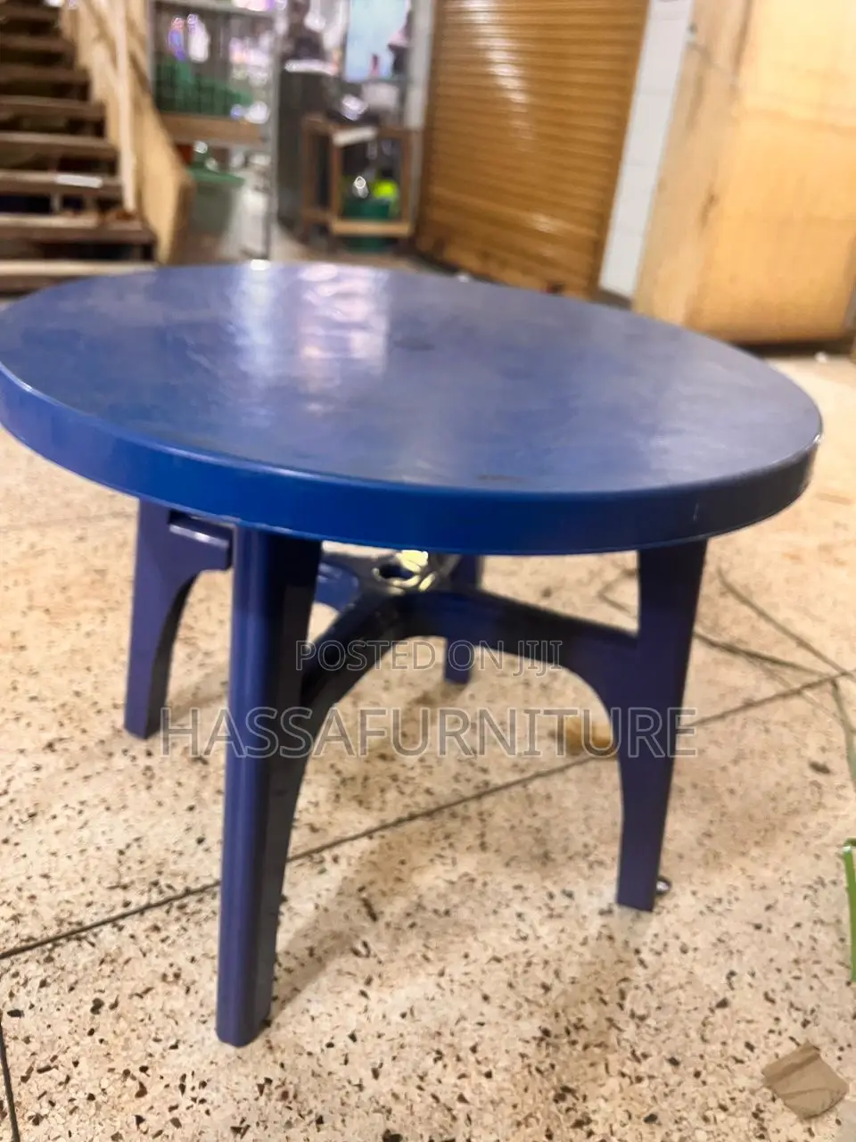 Blue Round Plastic Table
