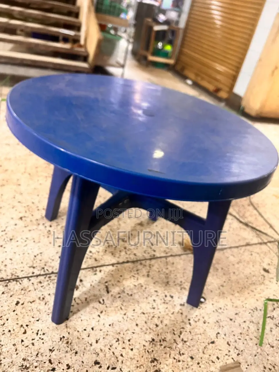 Blue Round Plastic Table