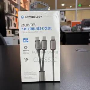 Powerology Zinco Series 2-in-1 Dual Usb-C Cable