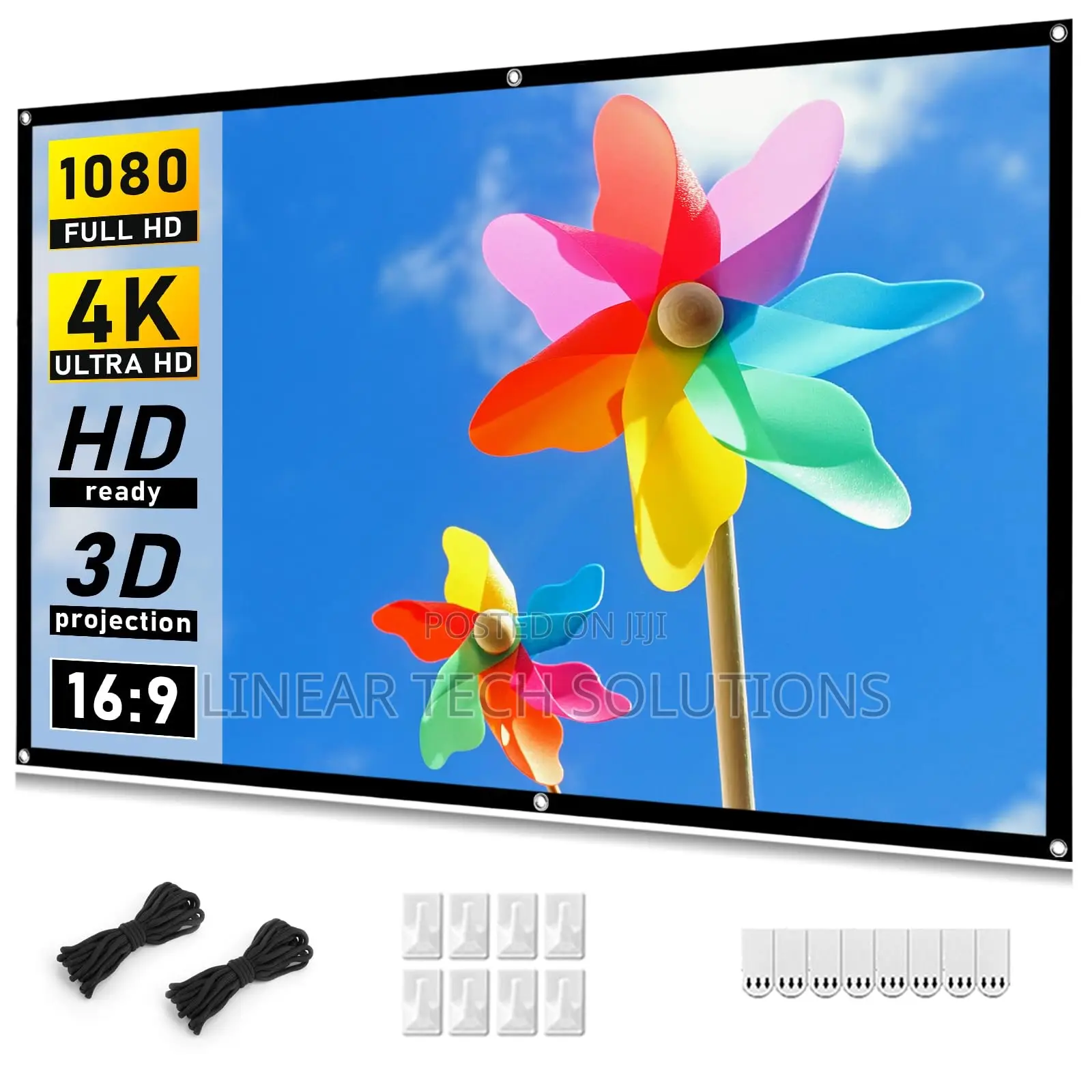 180*180cm Wall Projector Screen 16:9 Hd Foldable