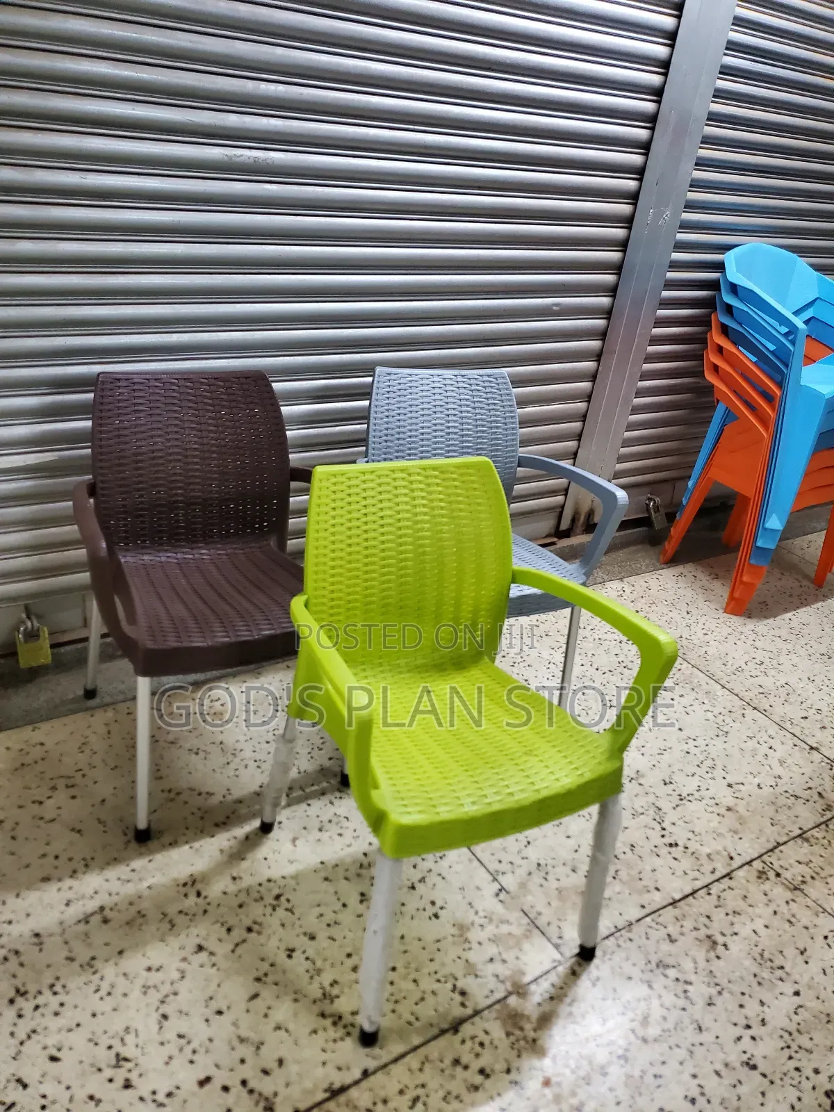 Plastic Chairs Plastic Chairs (Coffee Brown, Gray,Lemon Green)