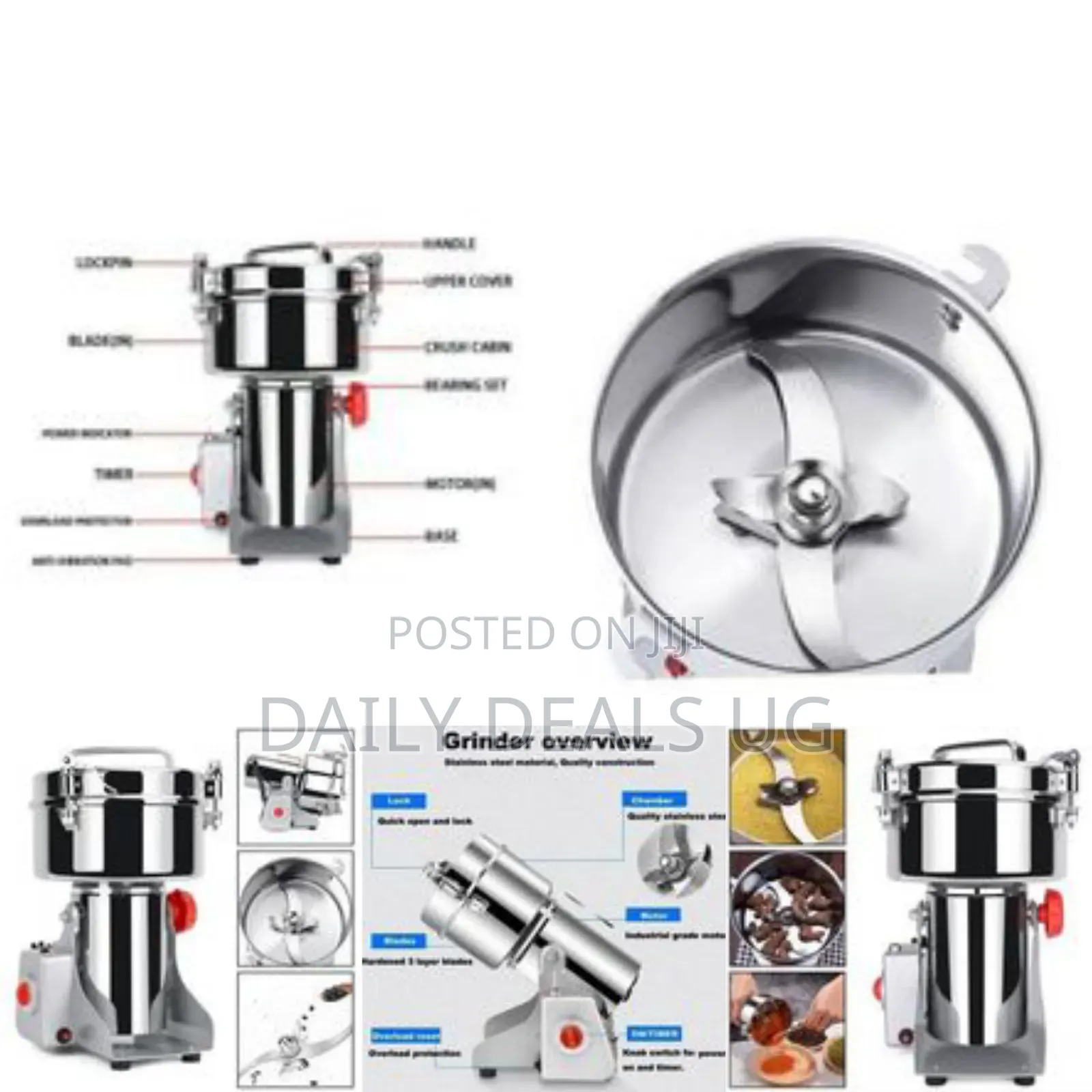 2000g High Speed Motor Electric Dry Powder Food Grinder Machine Grain
