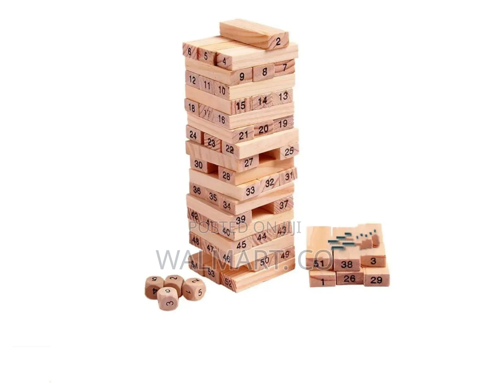 54 Pieces Wooden Jenga Blocks With 4 PCS Dice