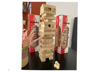 54 Pieces Wooden Jenga Blocks With 4 PCS Dice