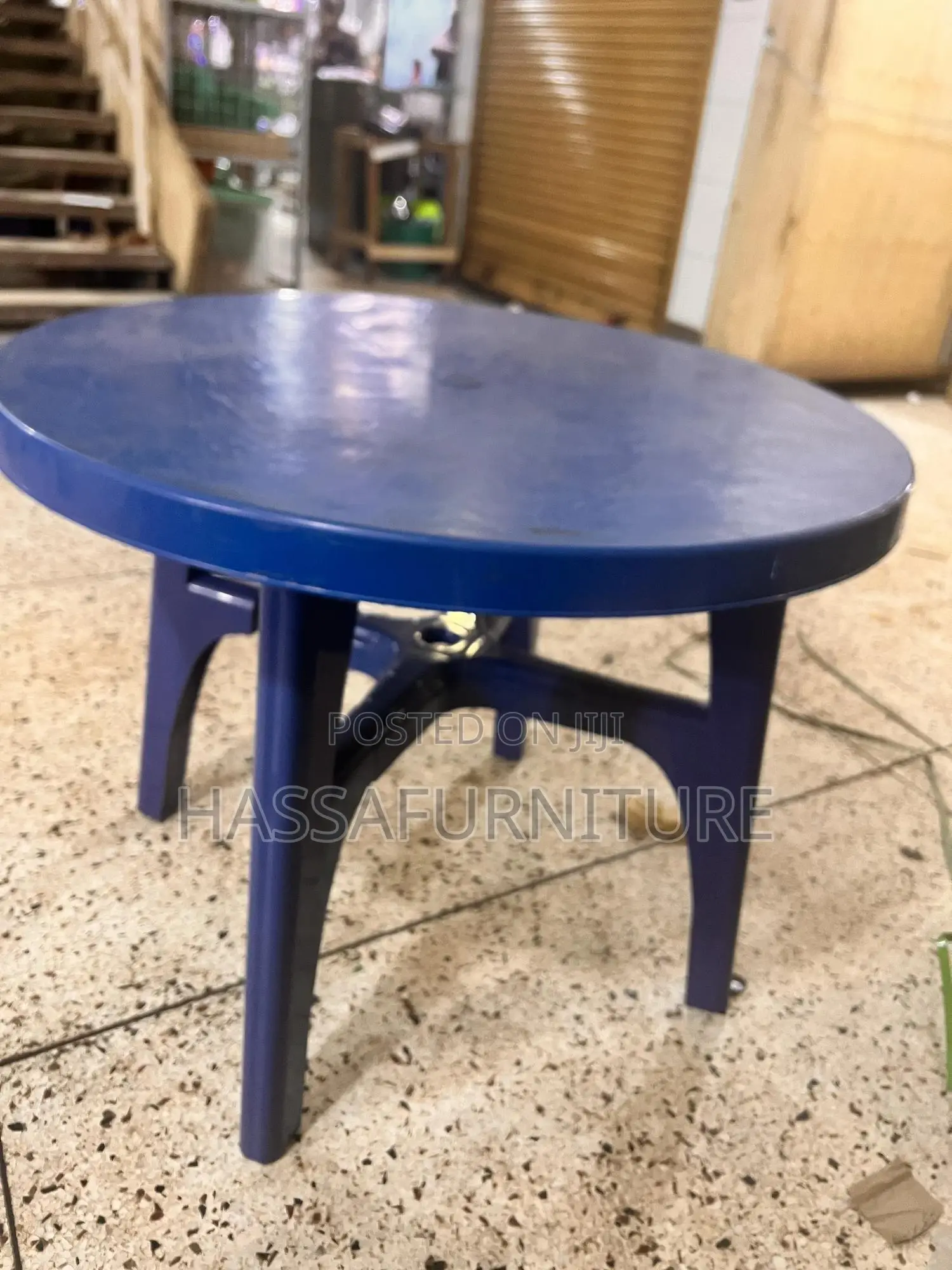 Blue Round Plastic Table