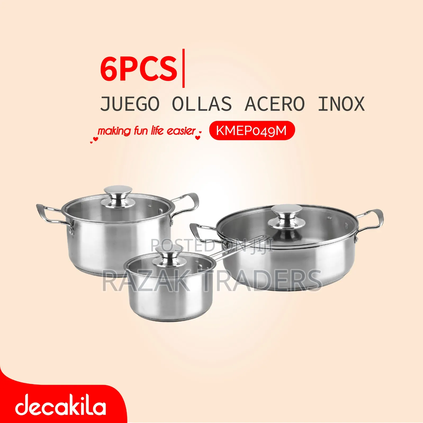 Decakila Set of 6 Stainless Steel Pots