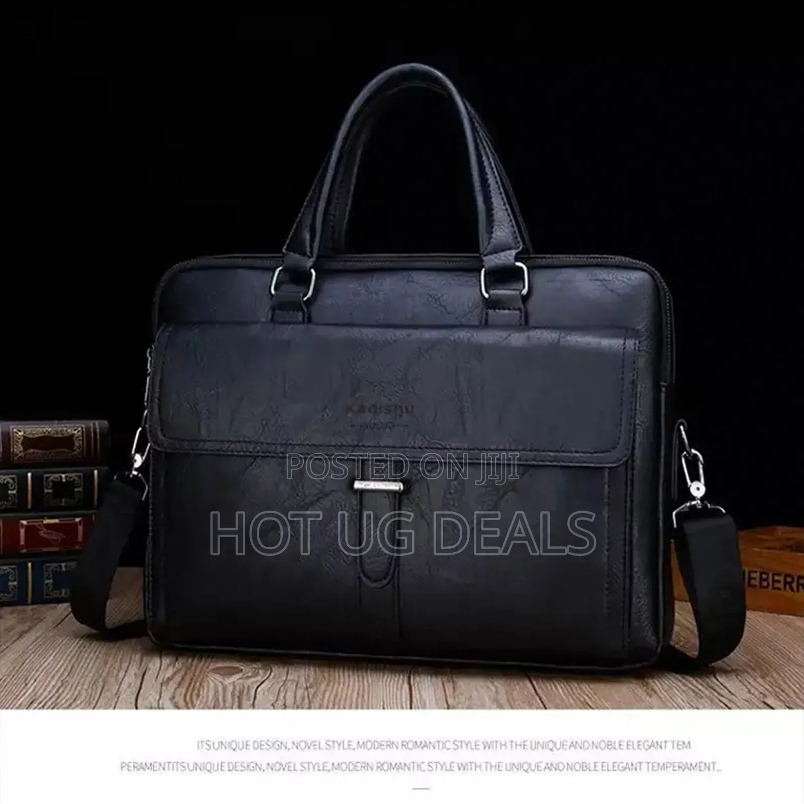 Black Jeep Buluo Men's Leather Business Briefcase.