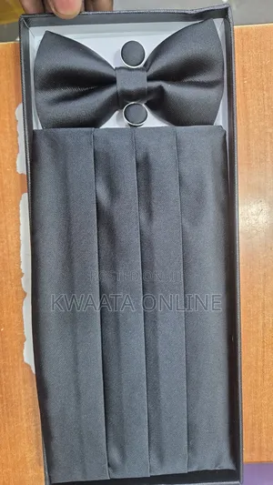 Men's Cummerbund Bowtie Set Hanky Pocket Square Waistband Set